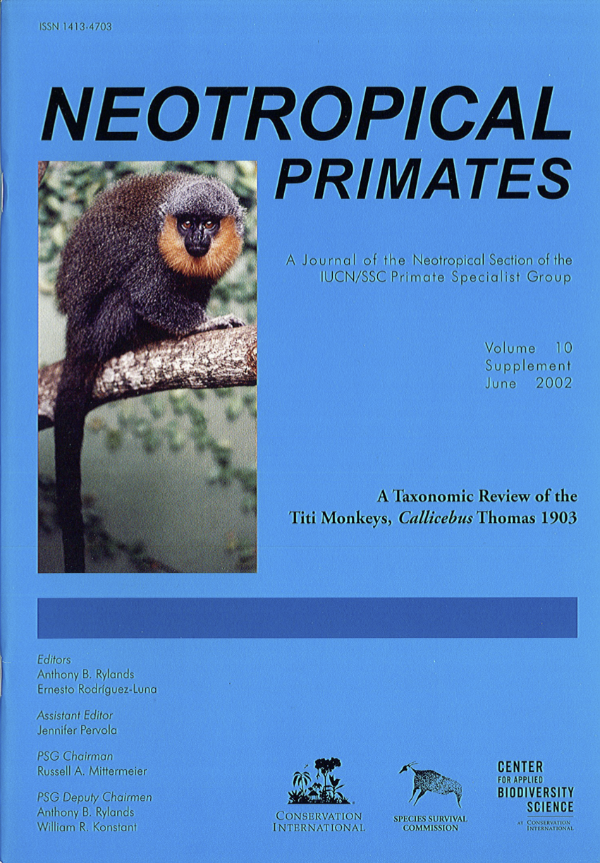 					View Vol. 10 No. Supplement (2002): Taxonomic review of the titi monkeys
				